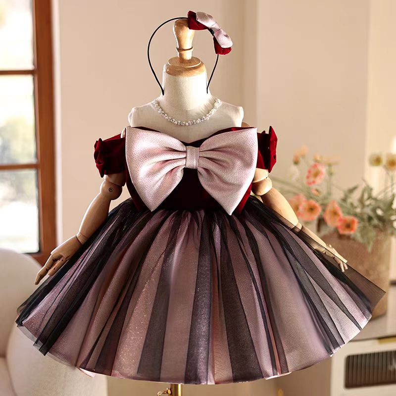 Jill Wish J464 Elegancka bordo – Toddler Girl Tulle Party Dress recenzja i cena